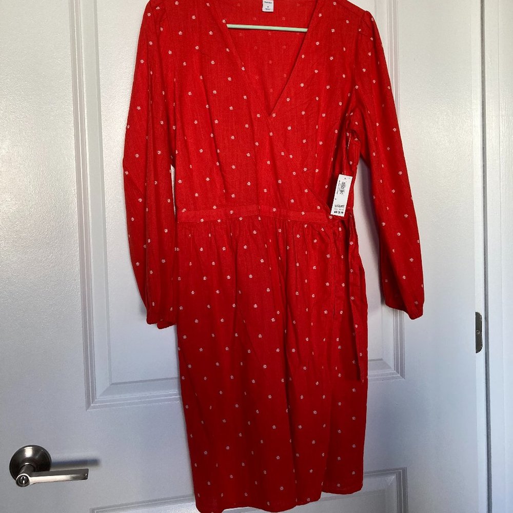 NWT red tie-waist dress